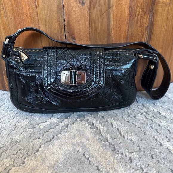 Elliott lucca small leather handbag Shoulder Bag Black Patent P - Picture 1 of 15